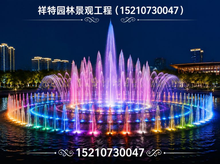 保定白沟新城人工湖喷泉展示图